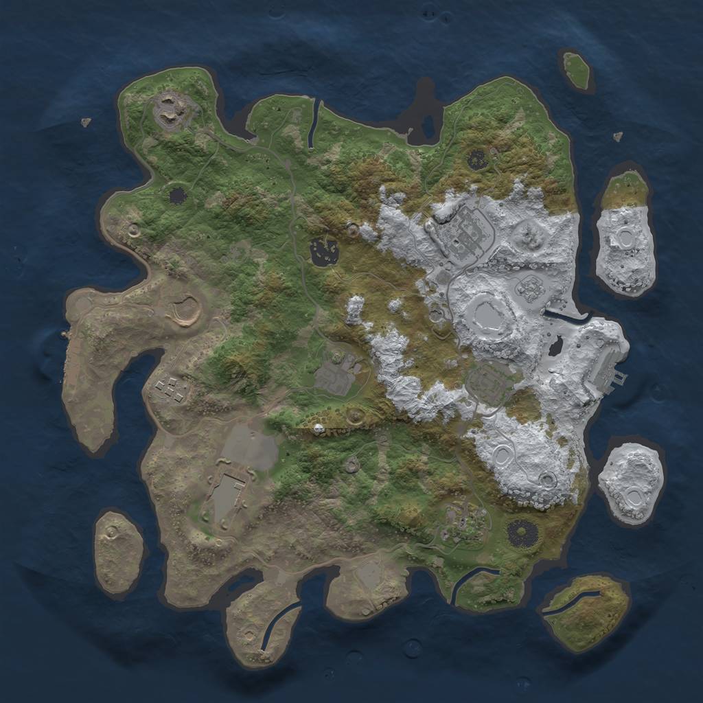 Rust Map: Procedural Map, Size: 3500, Seed: 120343722, 18 Monuments