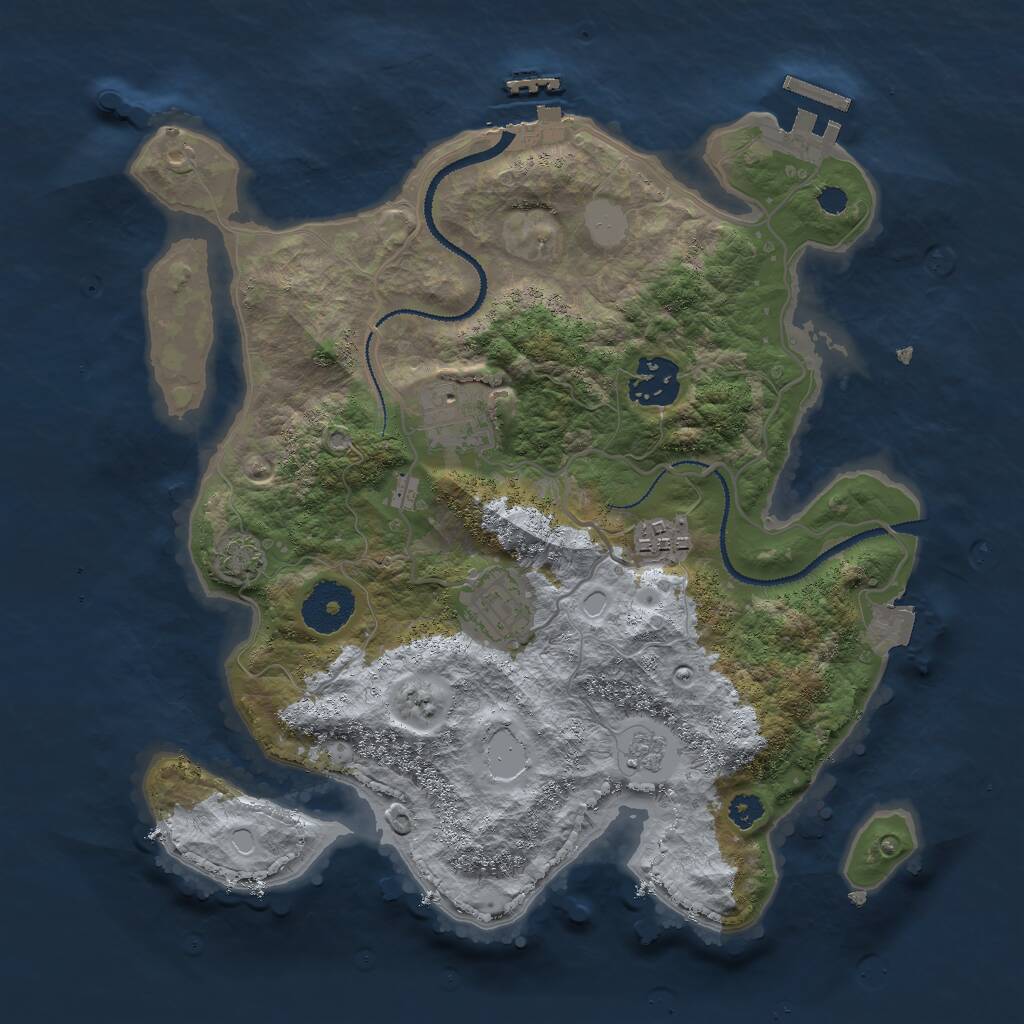 Rust Map: Procedural Map, Size: 3000, Seed: 1111088865, 9 Monuments