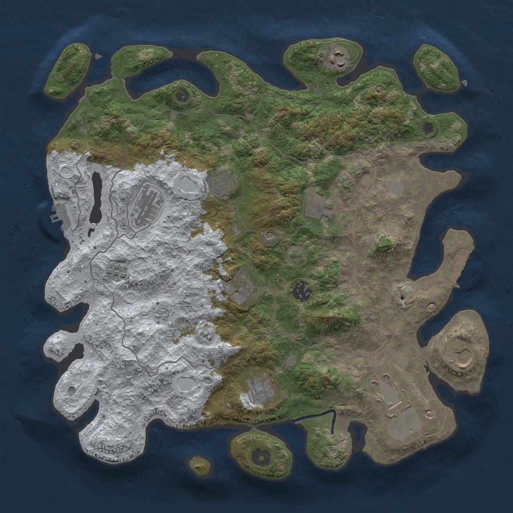 Rust Map: Procedural Map, Size: 4000, Seed: 10012021, 19 Monuments