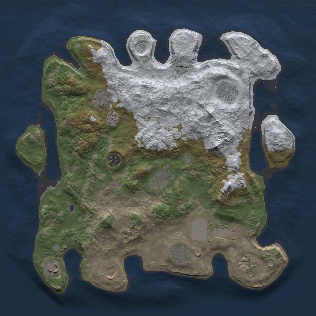 Rust Map: Barren, Size: 3700, Seed: 576202610, 13 Monuments