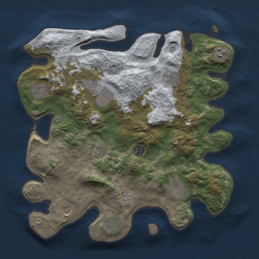 Rust Map: Barren, Size: 3600, Seed: 1947817863, 13 Monuments