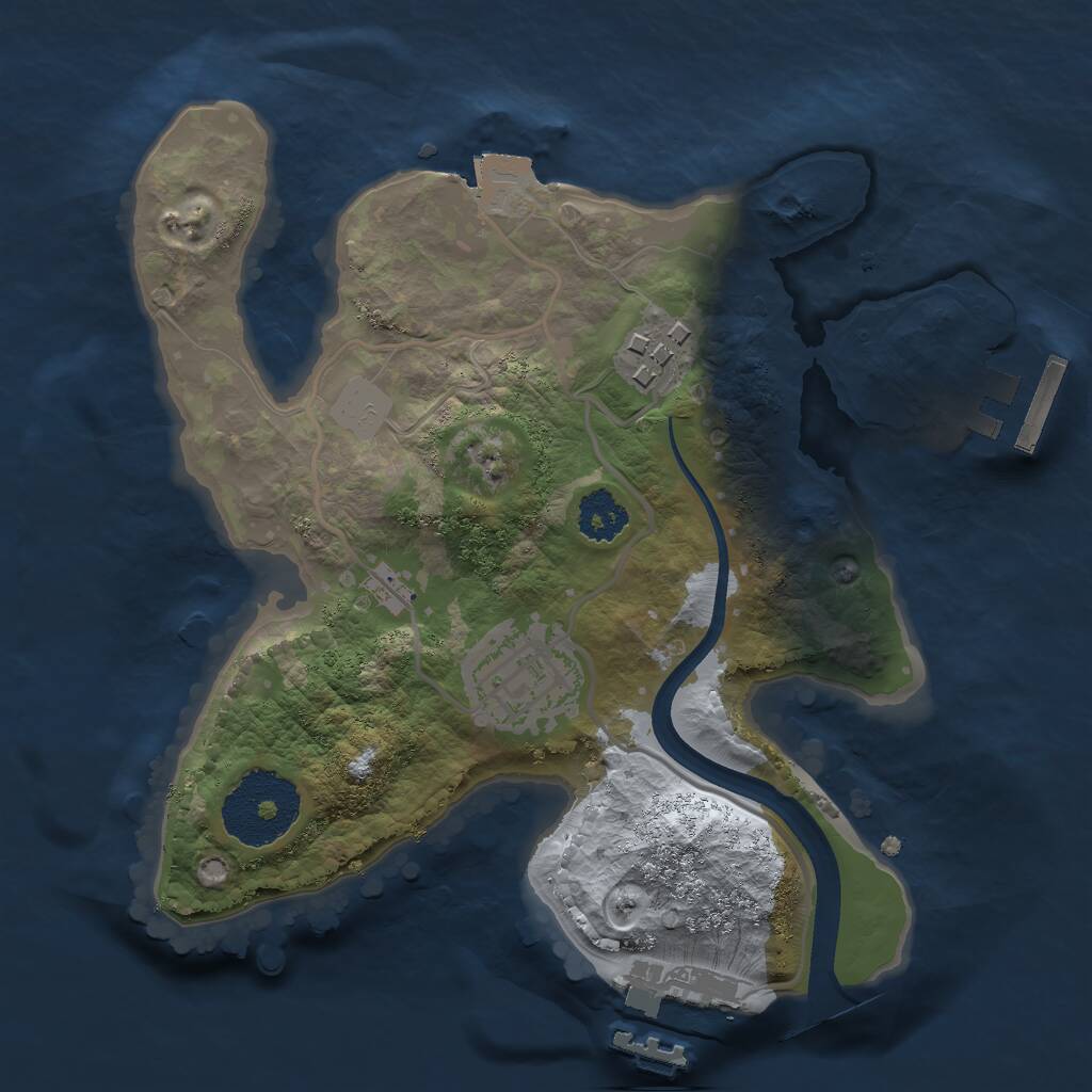 Rust Map: Procedural Map, Size: 2203, Seed: 100009, 5 Monuments