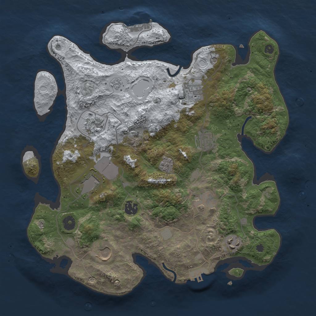 Rust Map: Procedural Map, Size: 3500, Seed: 1759255117, 18 Monuments