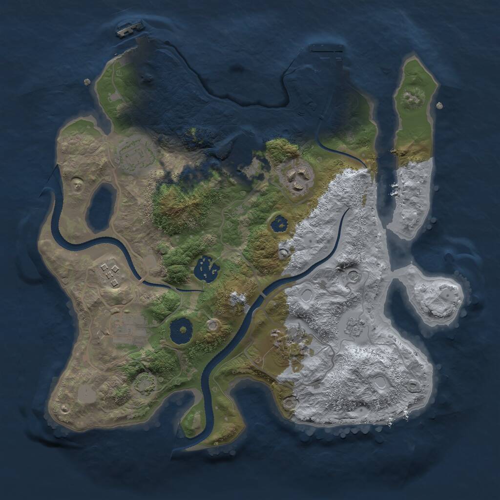 Rust Map: Procedural Map, Size: 3000, Seed: 345034472, 13 Monuments