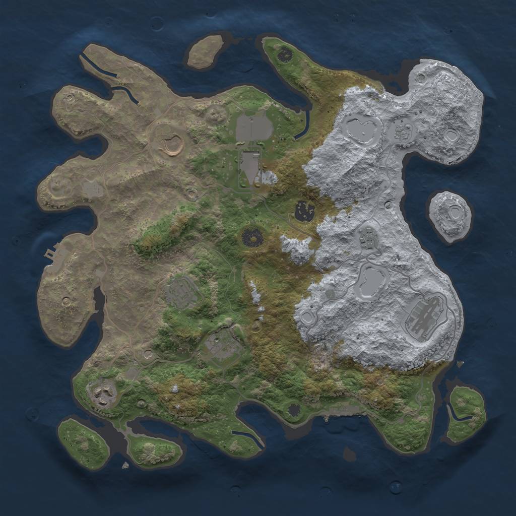 Rust Map: Procedural Map, Size: 3700, Seed: 538557892, 17 Monuments