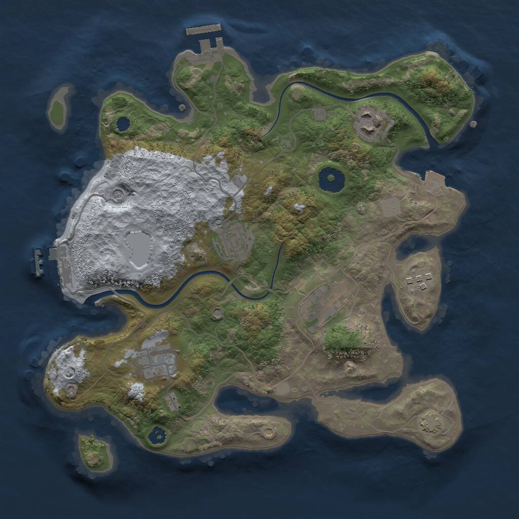 Rust Map: Procedural Map, Size: 3000, Seed: 374418417, 10 Monuments