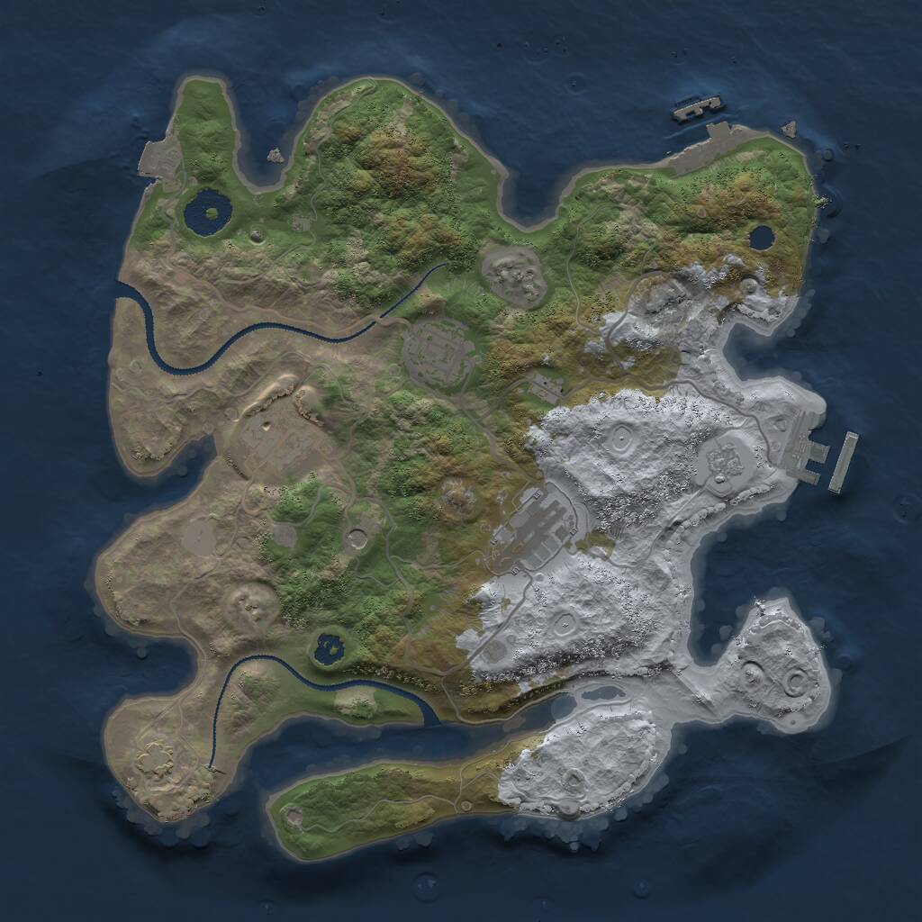 Rust Map: Procedural Map, Size: 3000, Seed: 2000702624, 9 Monuments