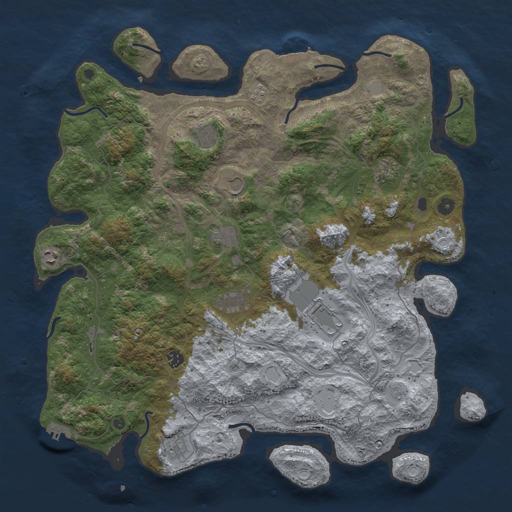 Rust Map: Procedural Map, Size: 4500, Seed: 2957, 19 Monuments