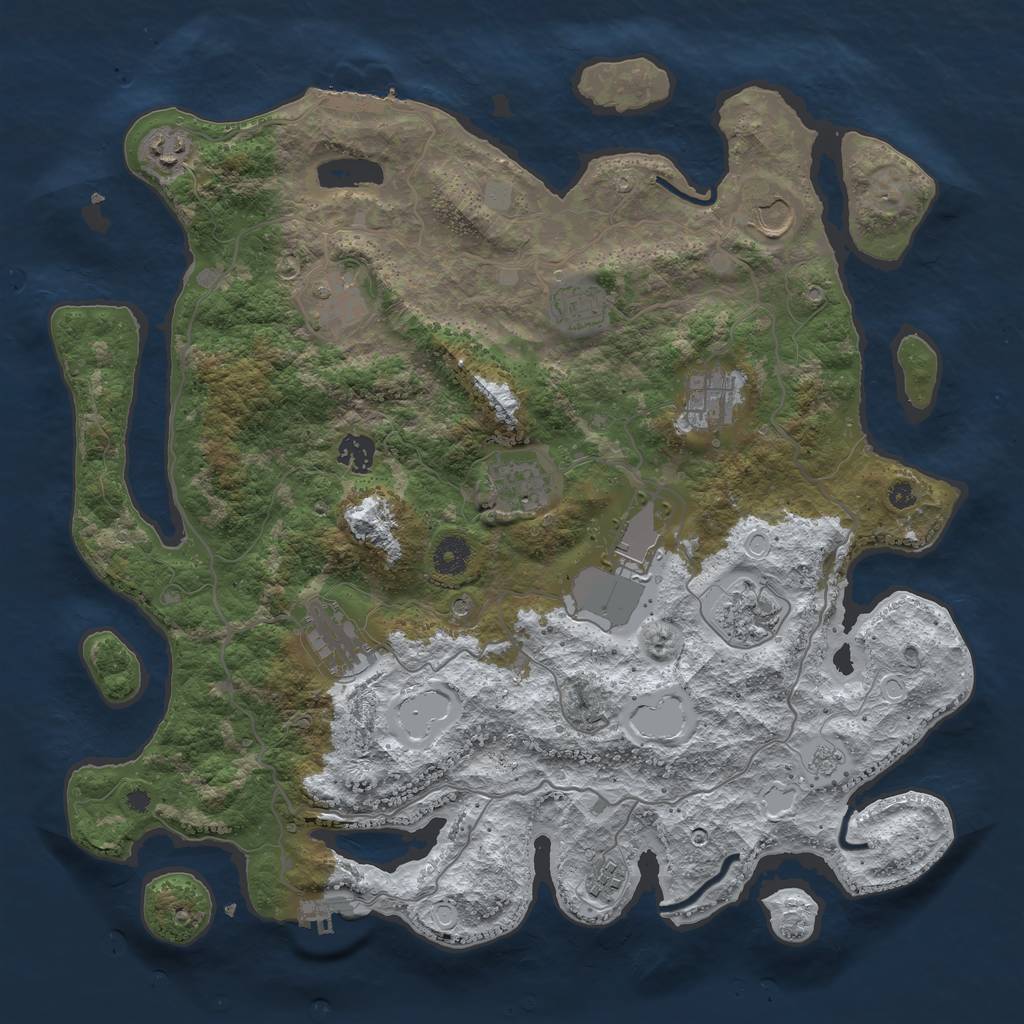 Rust Map: Procedural Map, Size: 4000, Seed: 706964351, 20 Monuments