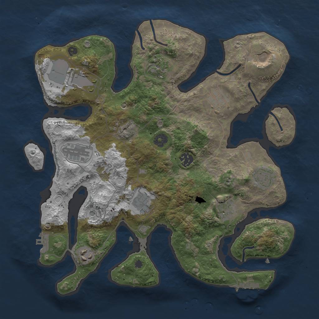 Rust Map: Procedural Map, Size: 3500, Seed: 960512678, 18 Monuments