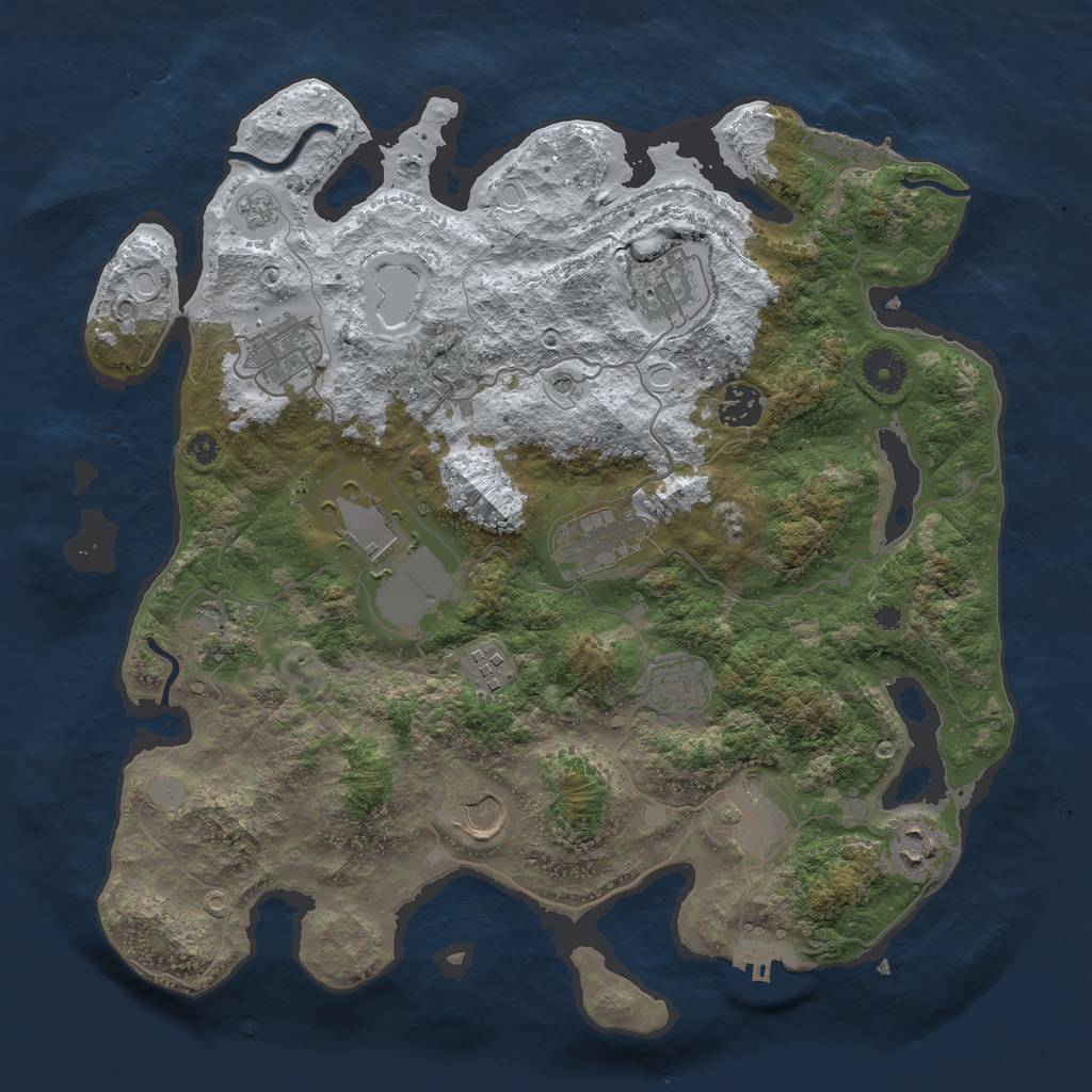 Rust Map: Procedural Map, Size: 3700, Seed: 34801917, 20 Monuments