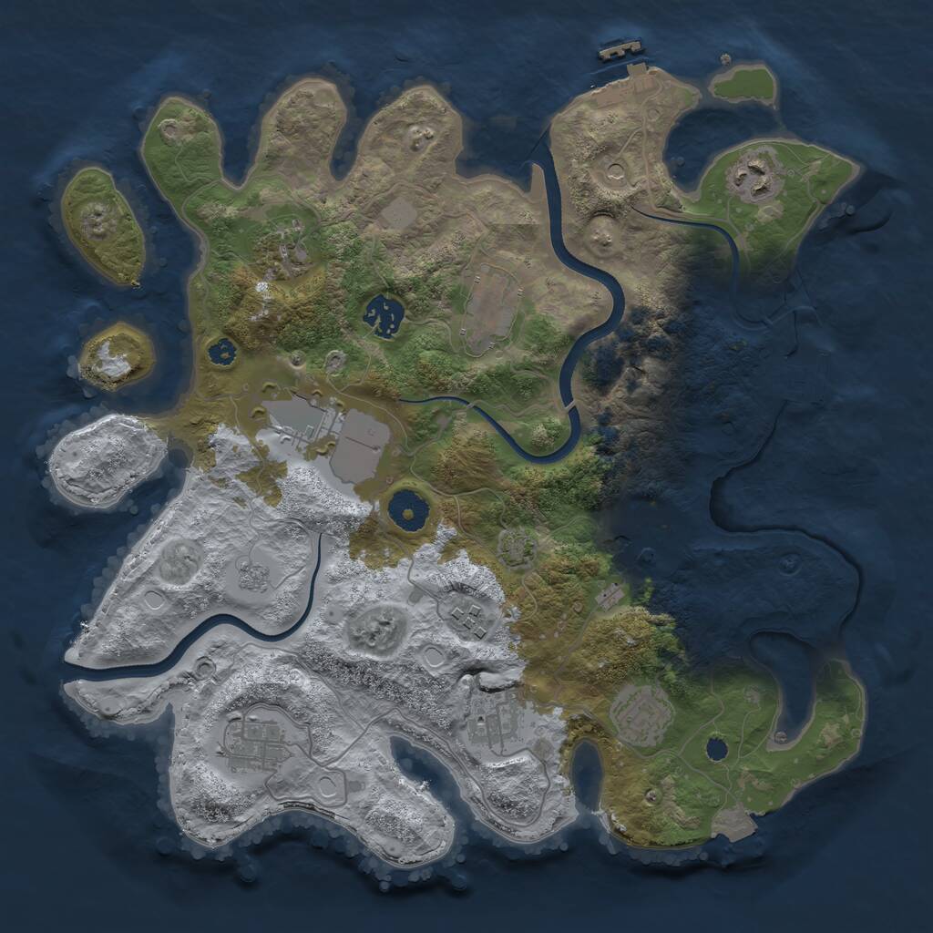 Rust Map: Procedural Map, Size: 3500, Seed: 61026186, 16 Monuments