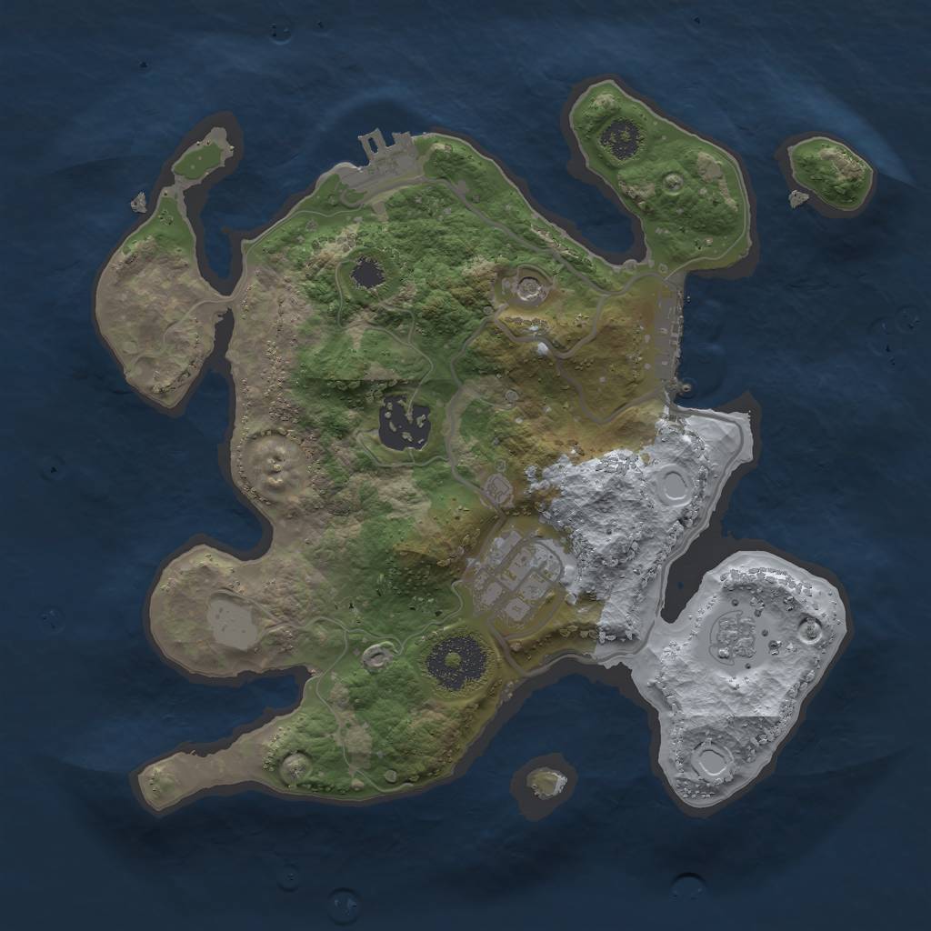 Rust Map: Procedural Map, Size: 2500, Seed: 42344, 11 Monuments