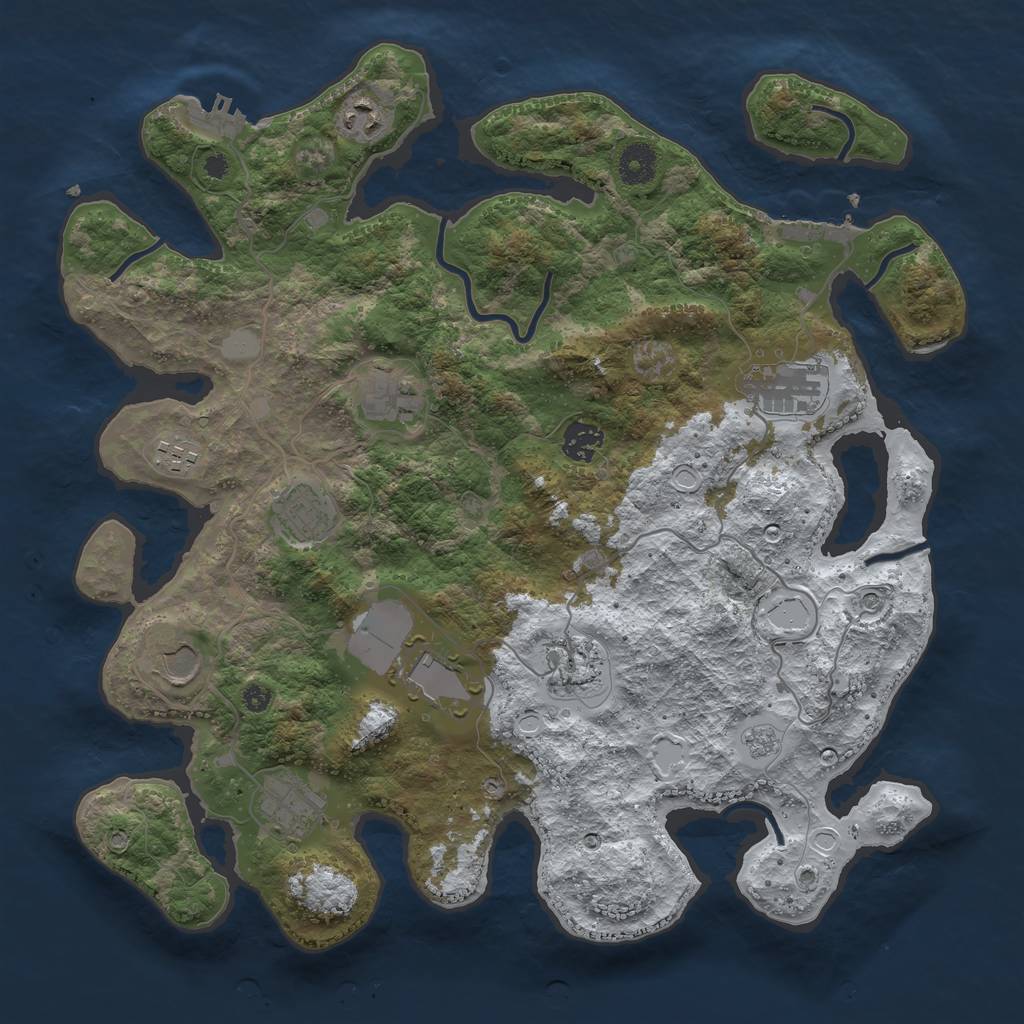 Rust Map: Procedural Map, Size: 3800, Seed: 651778, 19 Monuments