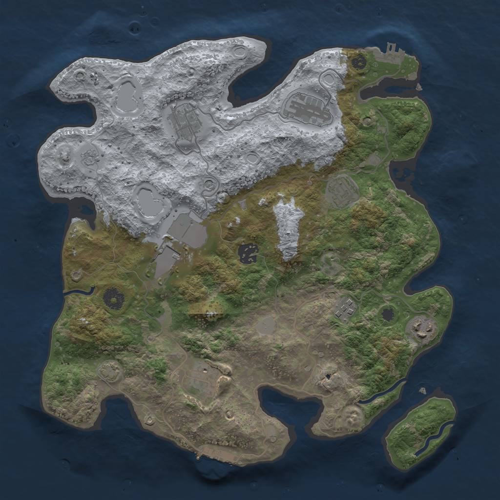 Rust Map: Procedural Map, Size: 3500, Seed: 447340276, 16 Monuments