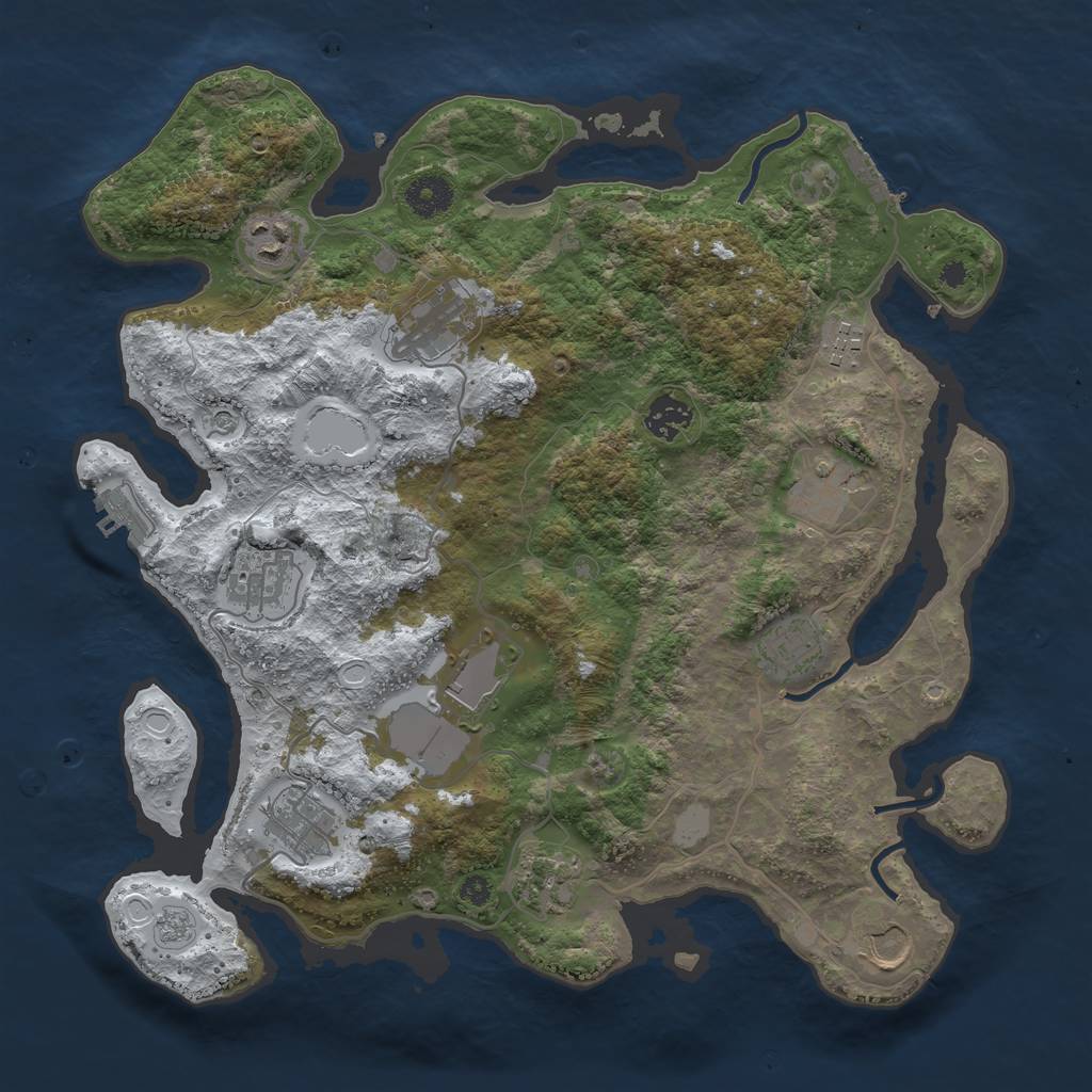 Rust Map: Procedural Map, Size: 3700, Seed: 458635363, 20 Monuments