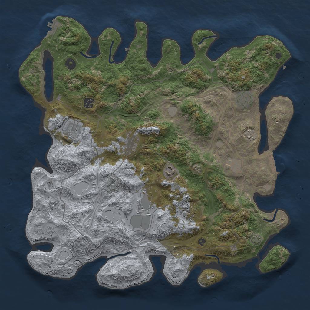 Rust Map: Procedural Map, Size: 4250, Seed: 2133596876, 16 Monuments