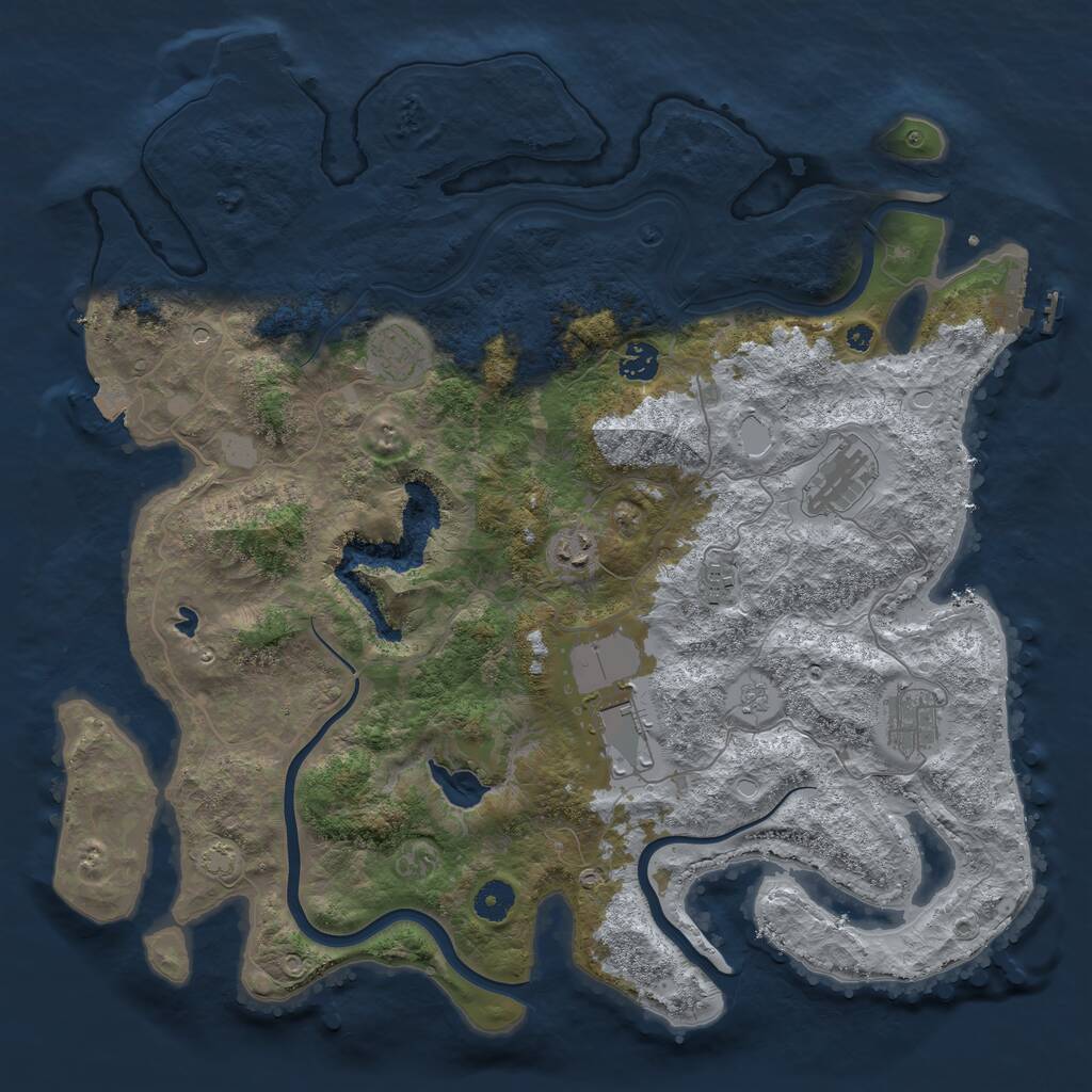 Rust Map: Procedural Map, Size: 4100, Seed: 86849800, 13 Monuments