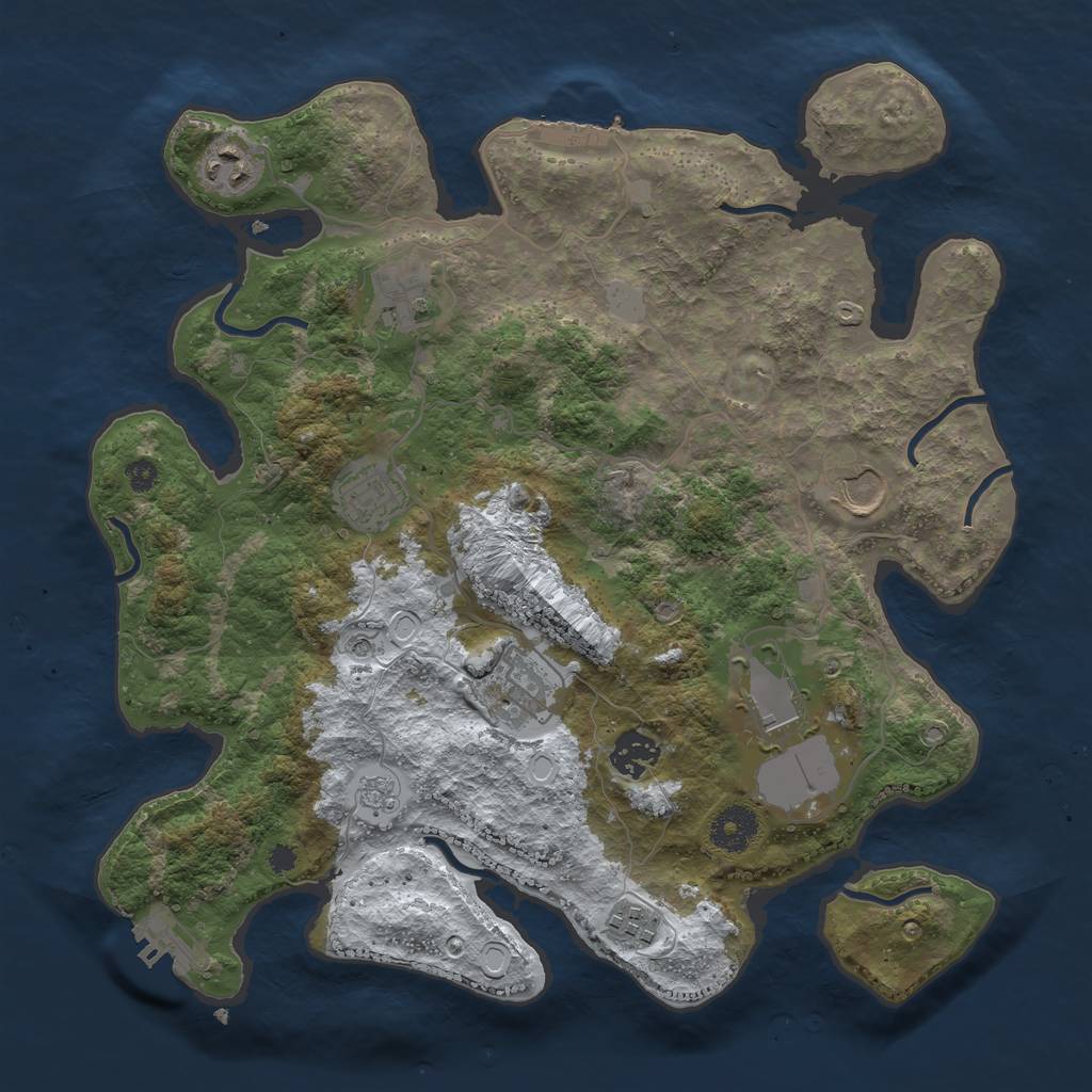 Rust Map: Procedural Map, Size: 3500, Seed: 1137116460, 17 Monuments