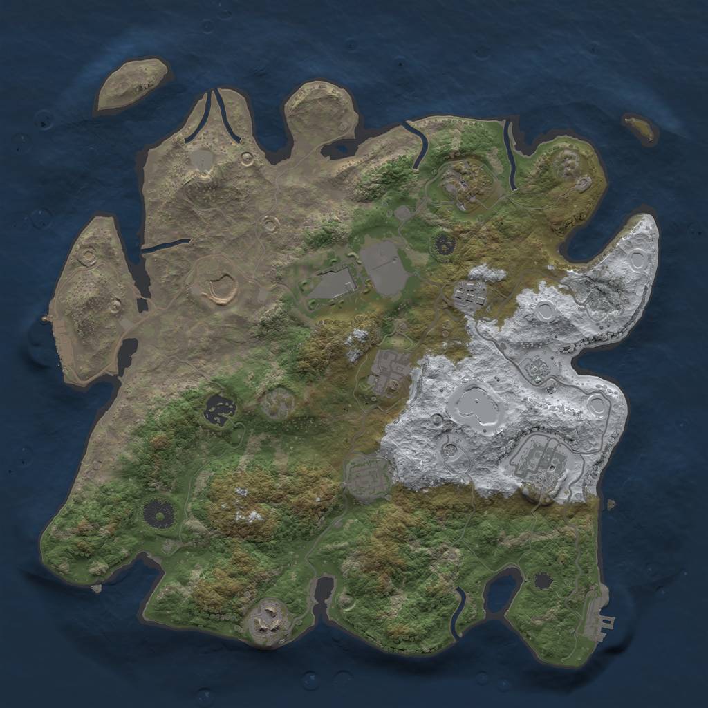 Rust Map: Procedural Map, Size: 3500, Seed: 1283732166, 18 Monuments