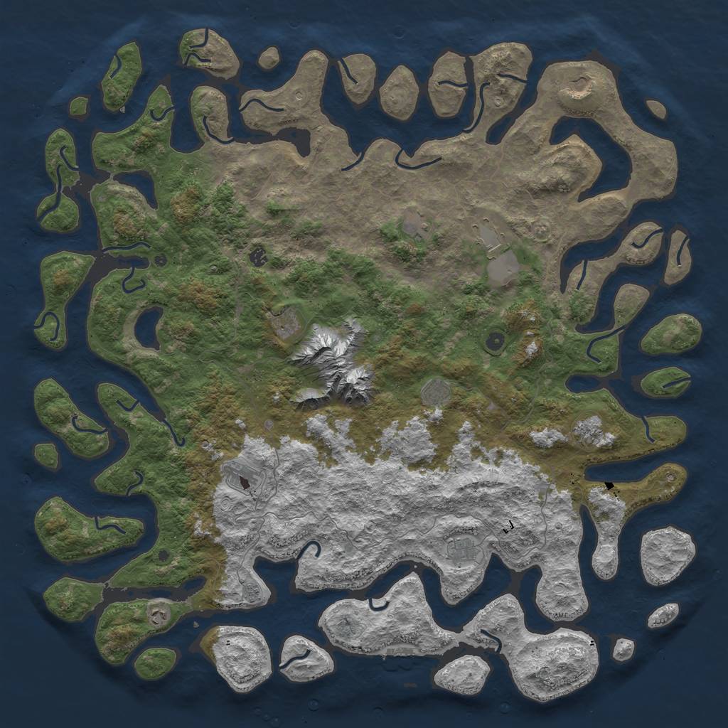 Rust Map: Procedural Map, Size: 6000, Seed: 503726837, 18 Monuments