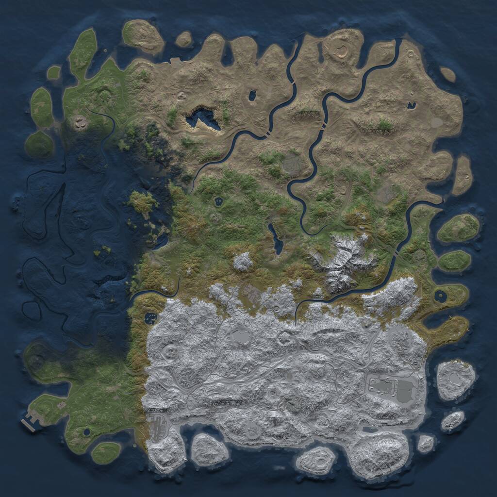 Rust Map: Procedural Map, Size: 6000, Seed: 503726837, 17 Monuments