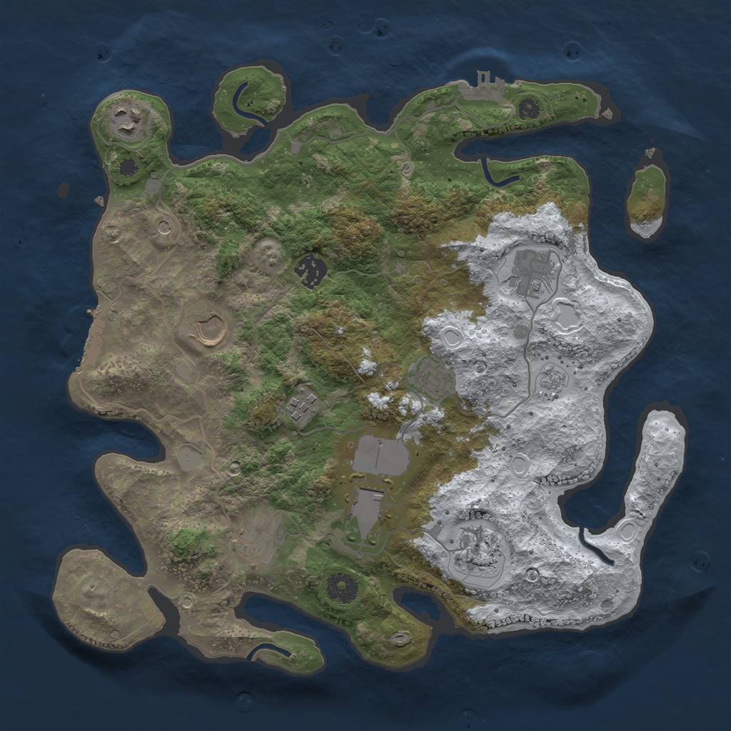 Rust Map: Procedural Map, Size: 3500, Seed: 24343, 18 Monuments
