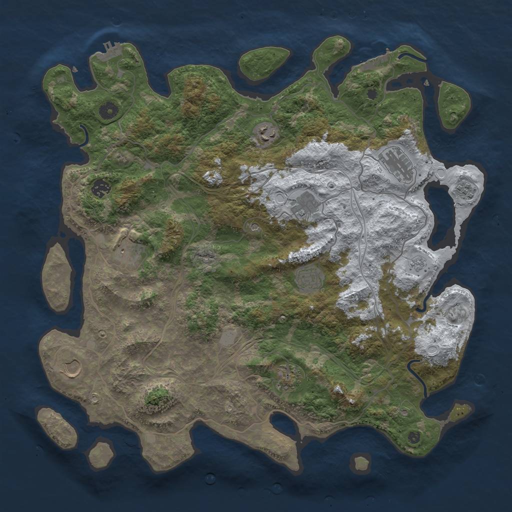 Rust Map: Procedural Map, Size: 4250, Seed: 7608827, 18 Monuments