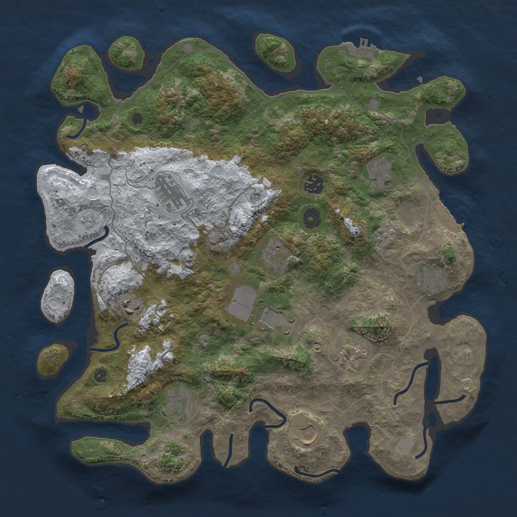 Rust Map: Procedural Map, Size: 4000, Seed: 1354, 20 Monuments