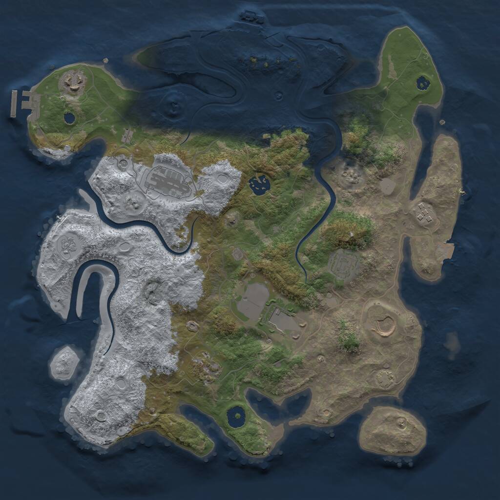 Rust Map: Procedural Map, Size: 3701, Seed: 3701, 14 Monuments