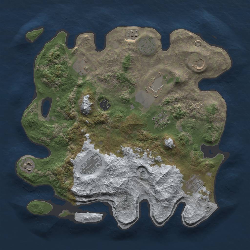 Rust Map: Barren, Size: 3500, Seed: 3503, 13 Monuments
