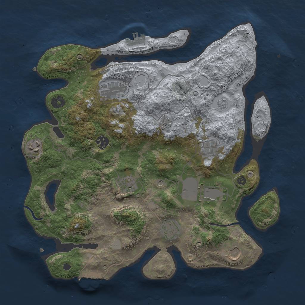 Rust Map: Procedural Map, Size: 3500, Seed: 43856, 18 Monuments