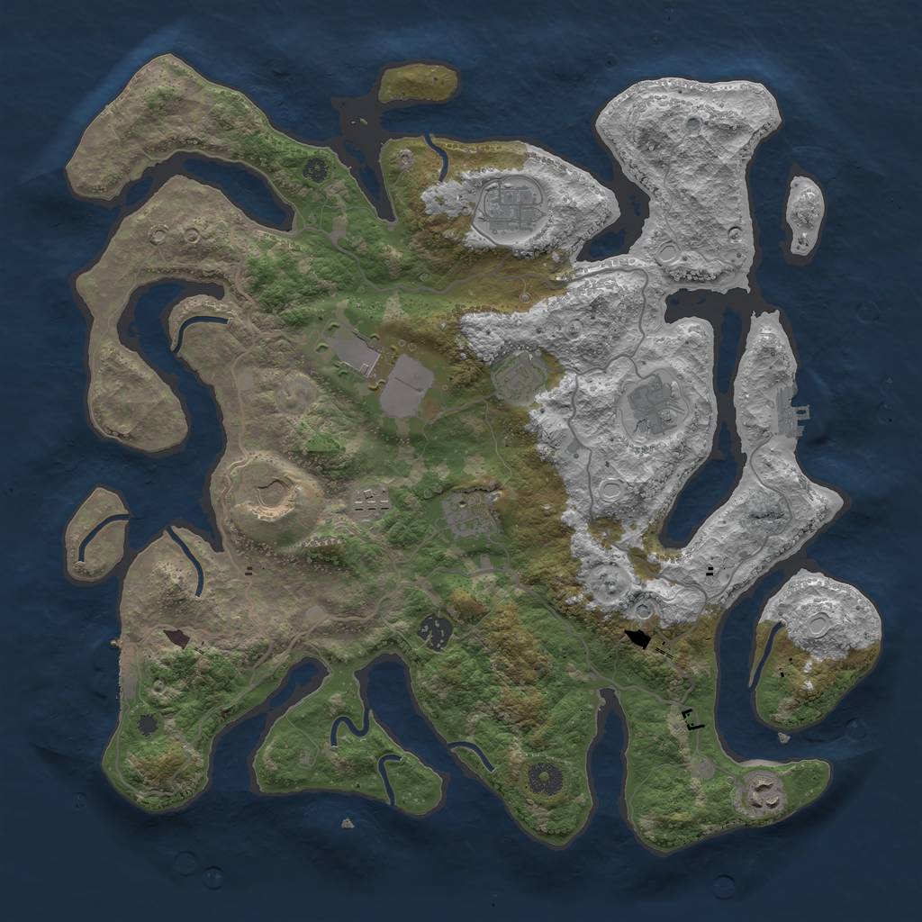 Rust Map: Procedural Map, Size: 4000, Seed: 230, 17 Monuments