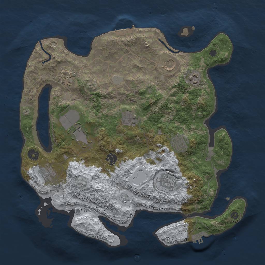 Rust Map: Procedural Map, Size: 3500, Seed: 268258441, 18 Monuments