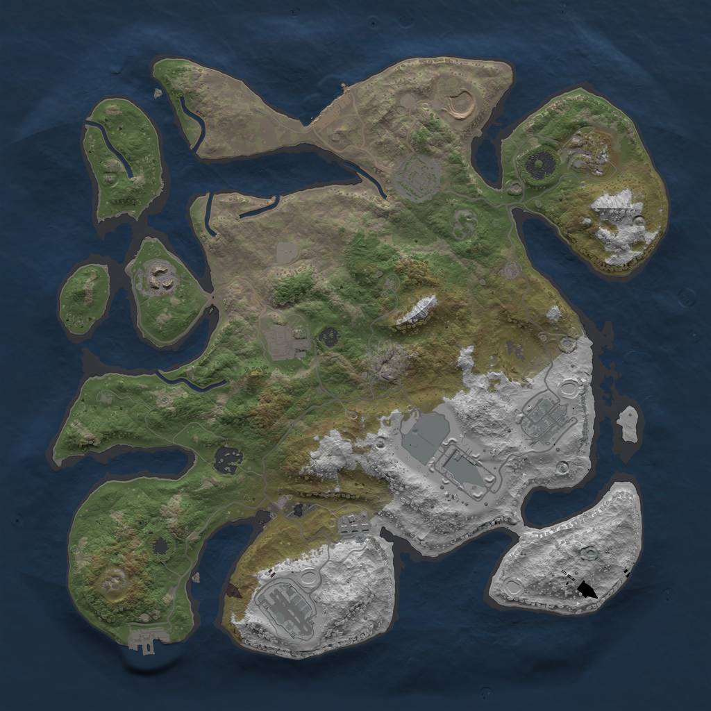 Rust Map: Procedural Map, Size: 3750, Seed: 5991, 17 Monuments