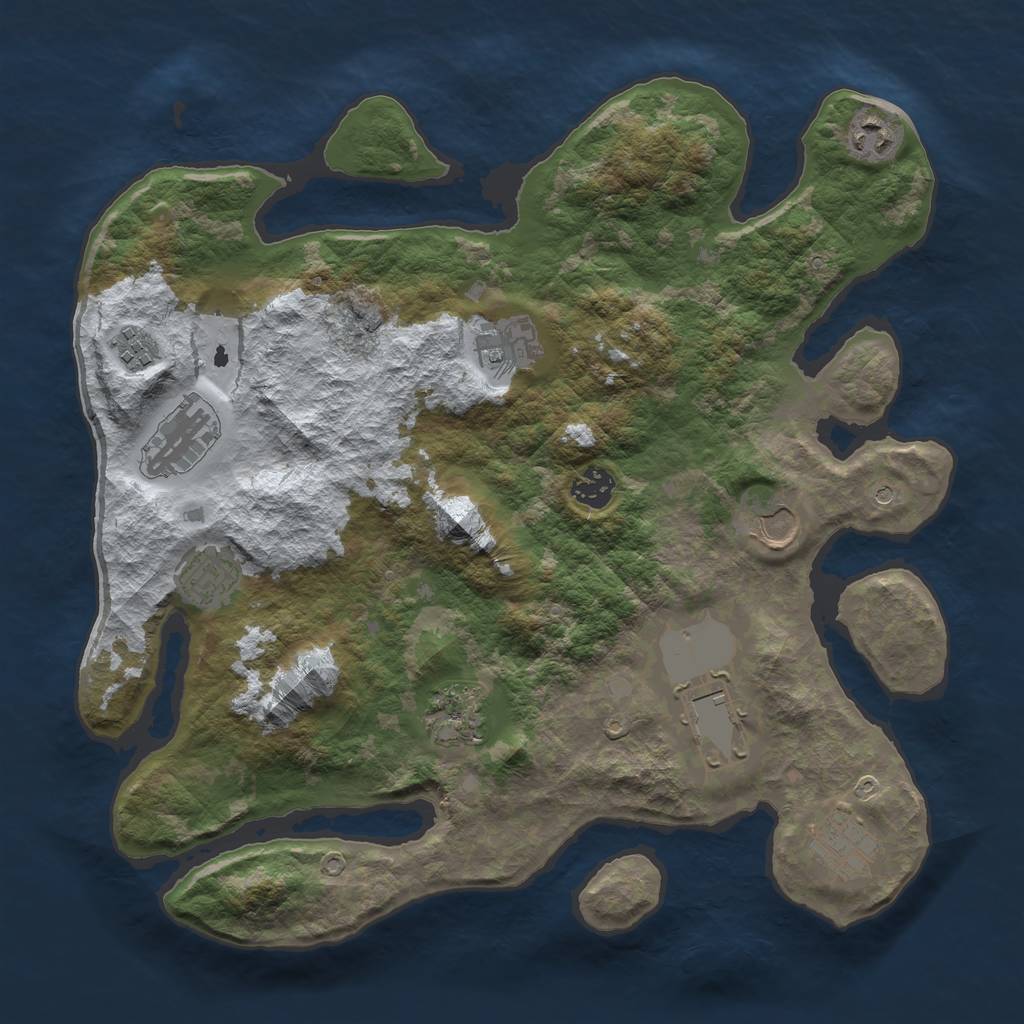 Rust Map: Barren, Size: 3700, Seed: 115768039, 13 Monuments
