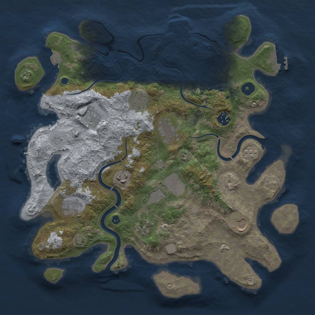 Rust Map: Procedural Map, Size: 3750, Seed: 85949, 16 Monuments