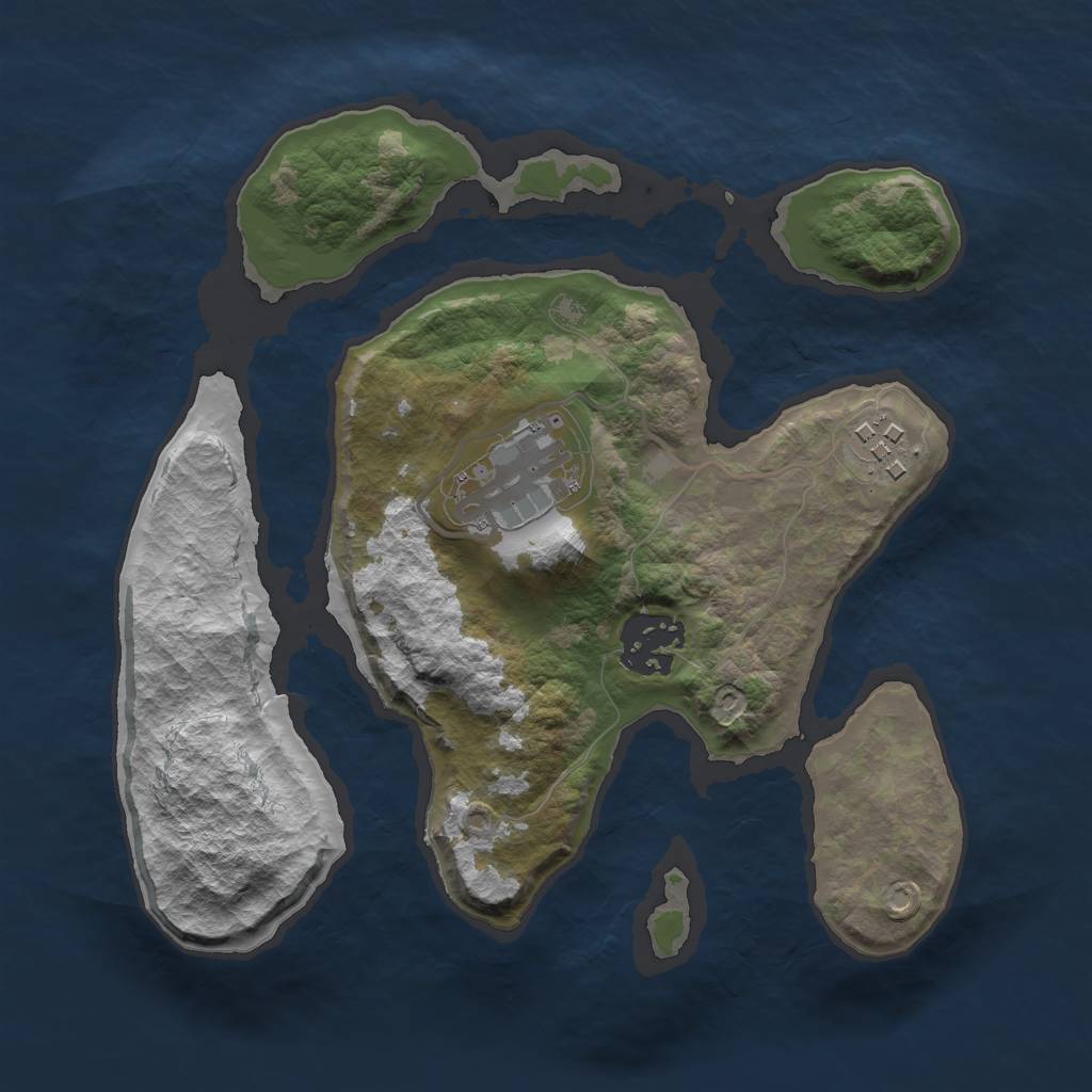 Rust Map: Barren, Size: 2511, Seed: 1239929872, 5 Monuments