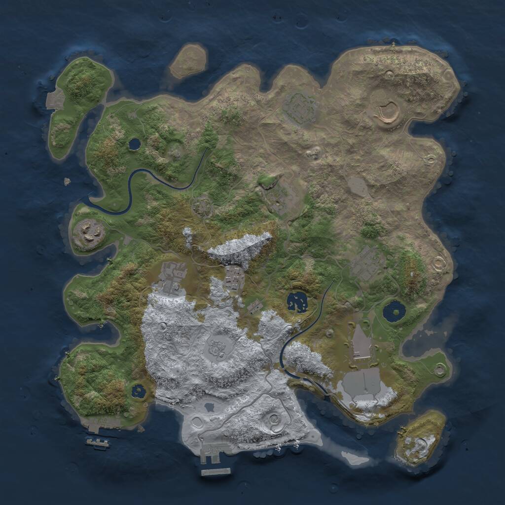 Rust Map: Procedural Map, Size: 3500, Seed: 2061774863, 15 Monuments