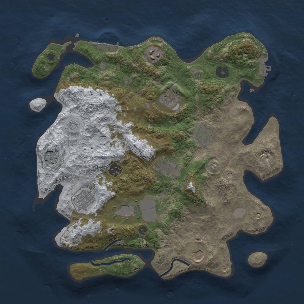Rust Map: Procedural Map, Size: 3600, Seed: 1371892684, 18 Monuments