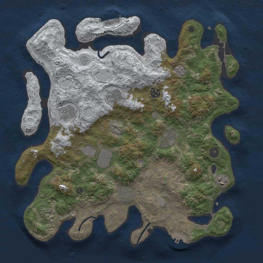 Rust Map: Procedural Map, Size: 3850, Seed: 249015441, 18 Monuments