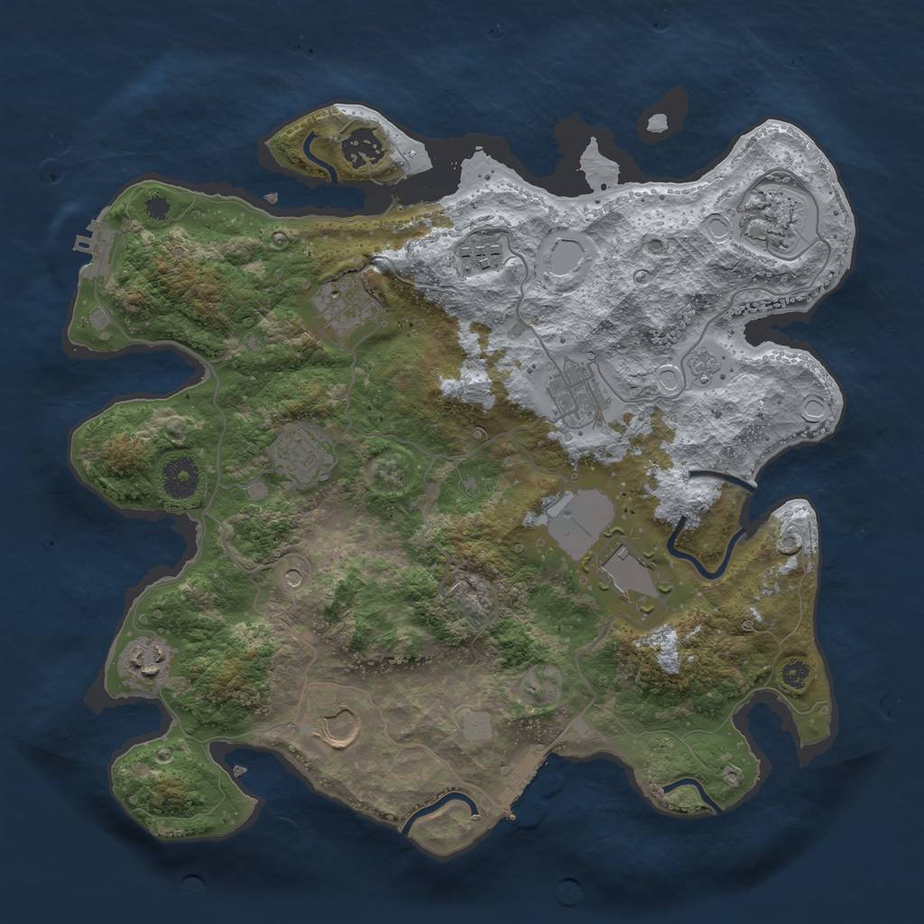 Rust Map: Procedural Map, Size: 3500, Seed: 358922774, 18 Monuments