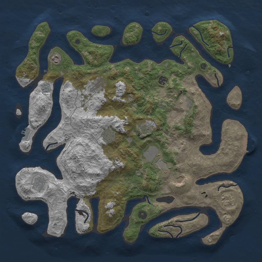 Rust Map: Procedural Map, Size: 4500, Seed: 225469275, 19 Monuments
