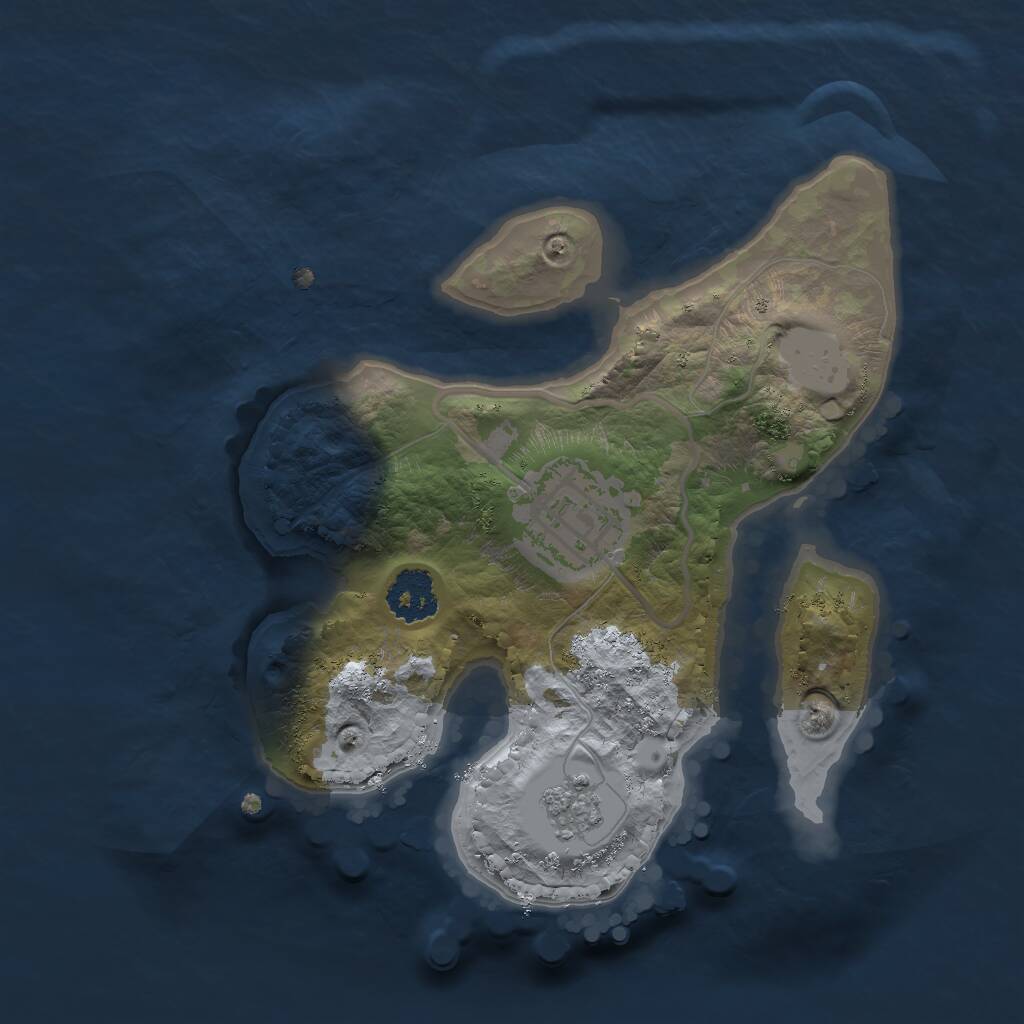 Rust Map: Procedural Map, Size: 2000, Seed: 722372, 3 Monuments