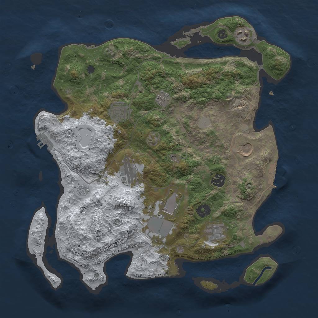 Rust Map: Procedural Map, Size: 3500, Seed: 1571492675, 17 Monuments
