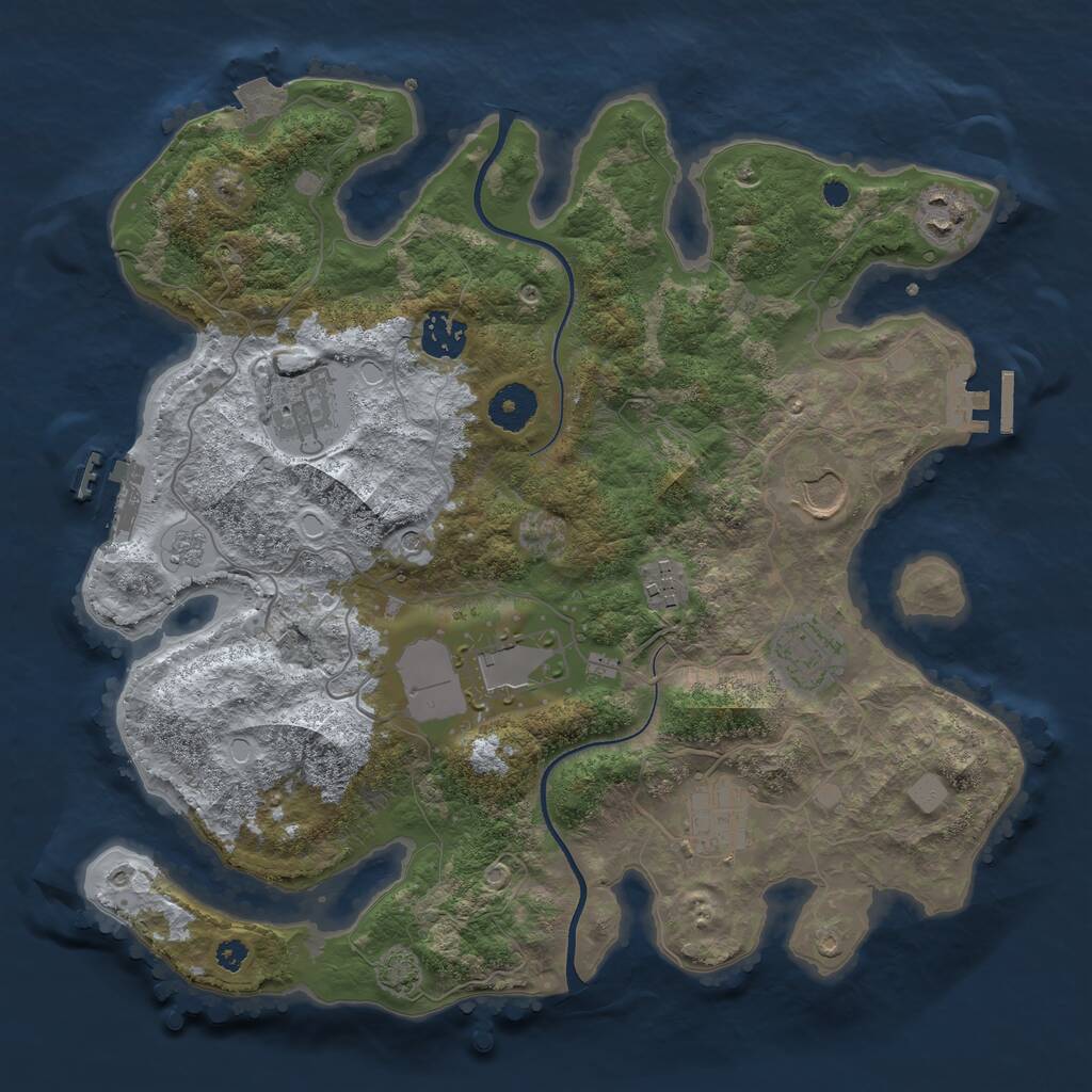 Rust Map: Procedural Map, Size: 3500, Seed: 289450, 14 Monuments