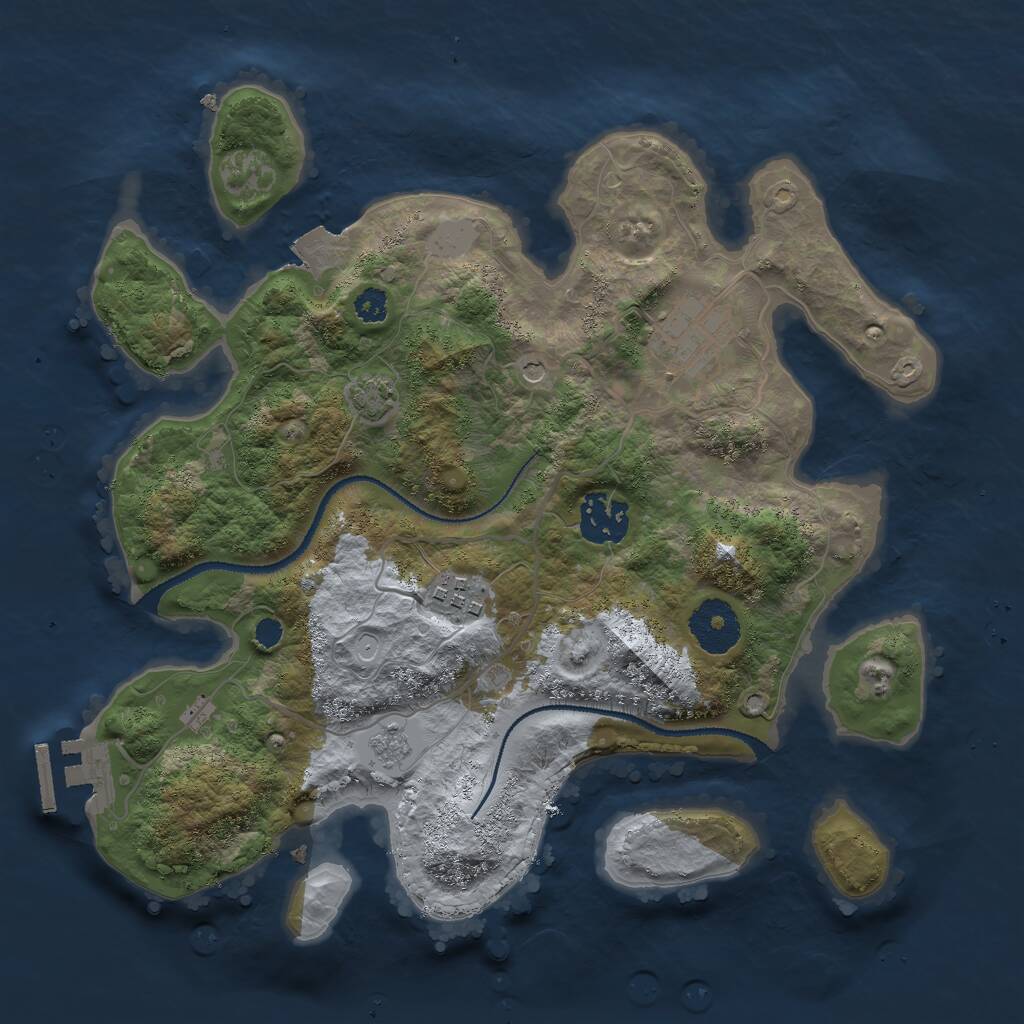 Rust Map: Procedural Map, Size: 3000, Seed: 474772065, 8 Monuments