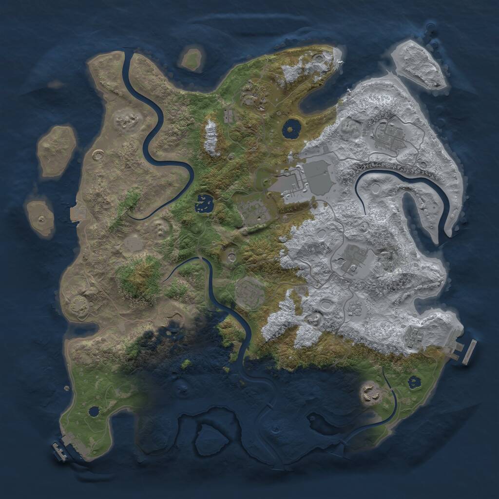 Rust Map: Procedural Map, Size: 3850, Seed: 870200361, 16 Monuments