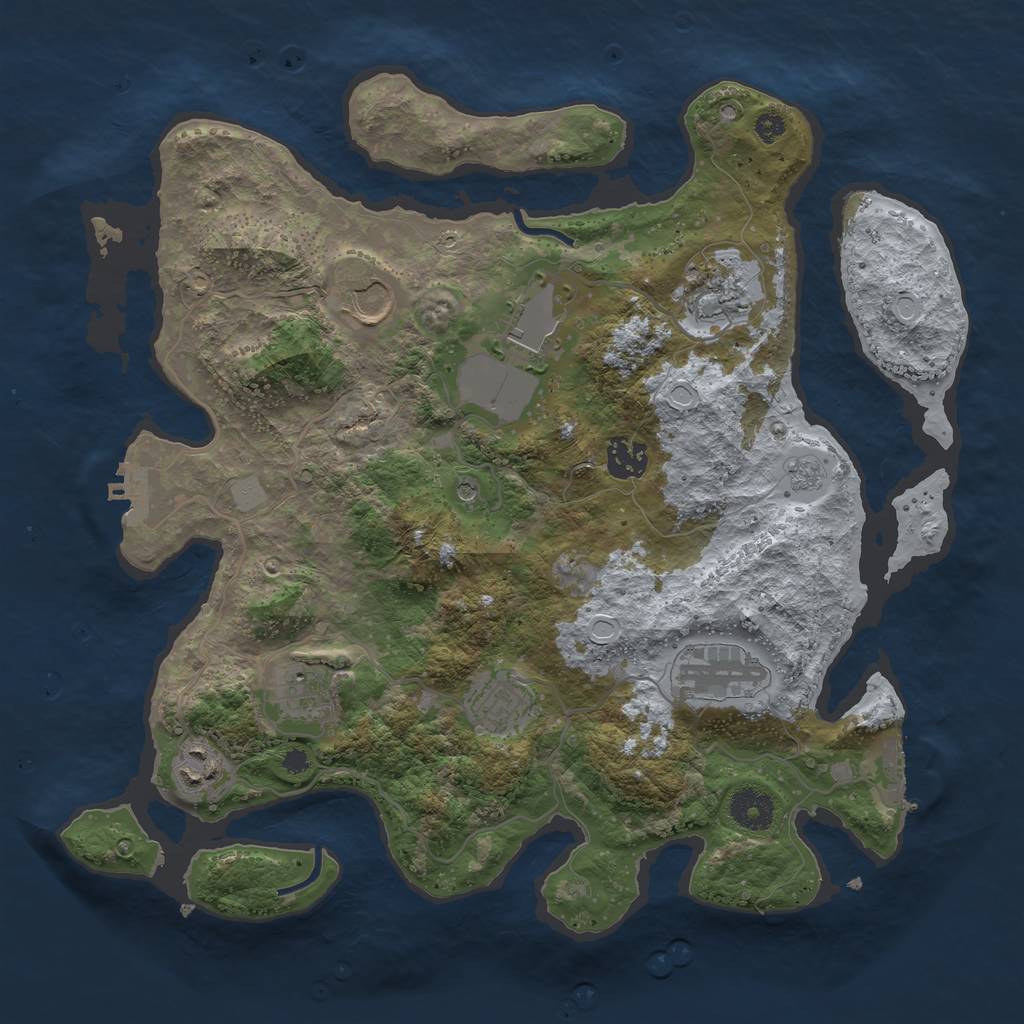 Rust Map: Procedural Map, Size: 3550, Seed: 5853, 17 Monuments