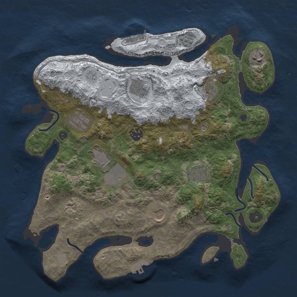 Rust Map: Procedural Map, Size: 3500, Seed: 19512, 19 Monuments